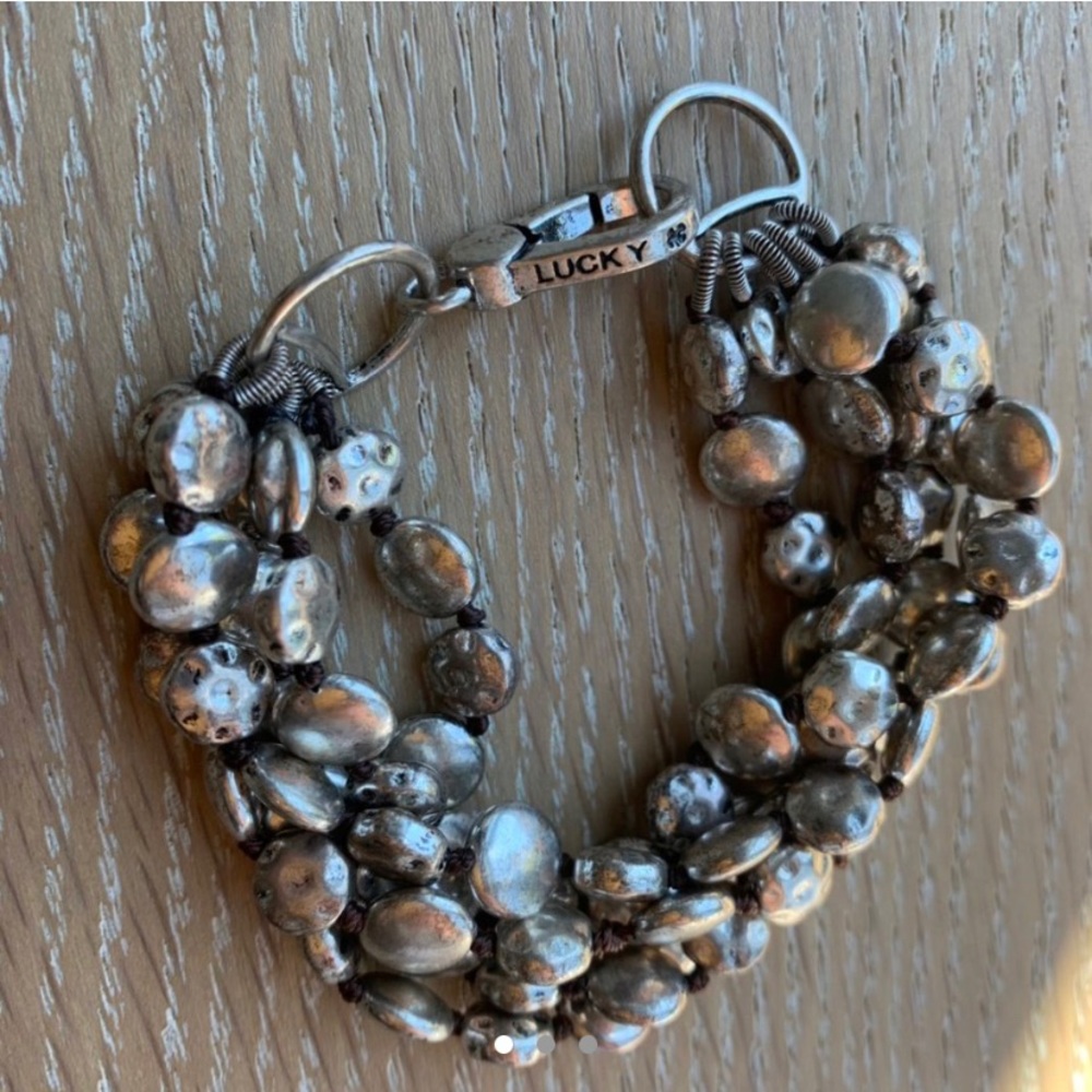 LUCKY BRAND SILVER BEADED MULTI BRACELET